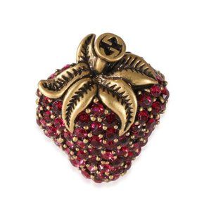 Gucci Strawberry Brooch With Crystals